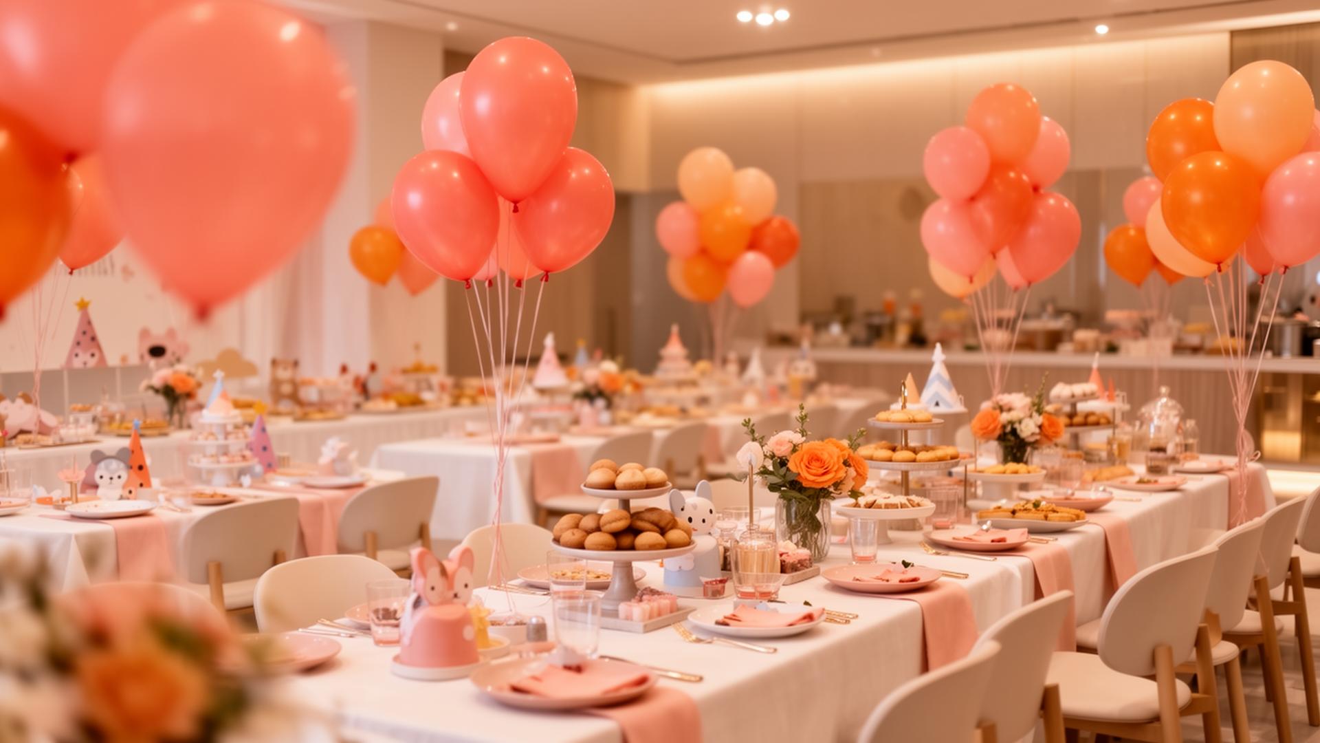 Buffet infantil decorado pronto para uma festa